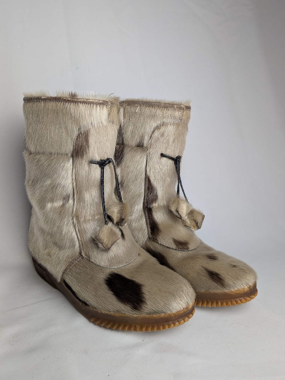 PAJAR Vintage Sea Wolf Winter Boots Women Size 7 Side Zipper White Brown Colors